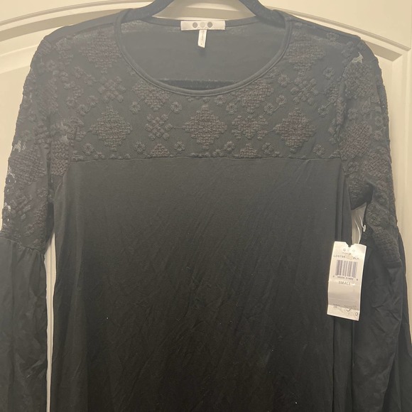 NEW 3 Dots Women's Black Lace Long Sleeve Crewneck Pullover Midi Dress‎ Size S - Picture 2 of 6